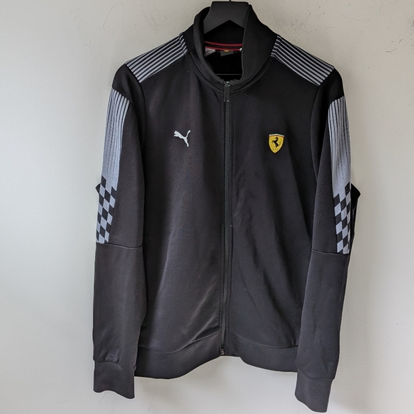 PUMA Scuderia Ferrari Men's Black Grey Track Jacket Large - Picture 1 of 9